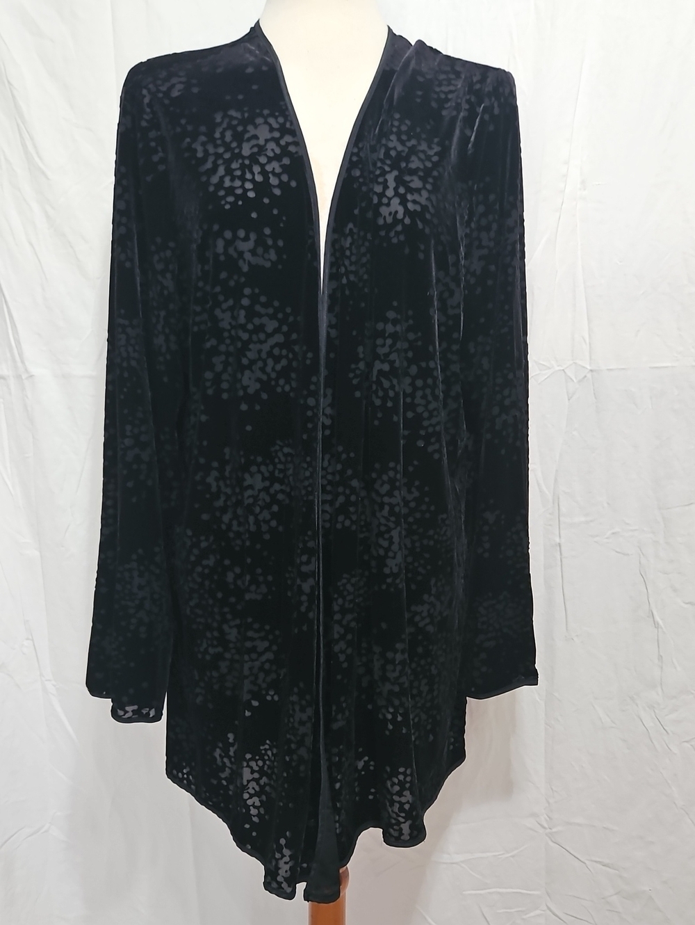 Laura Scott Black Velvet Burnout Cardigan